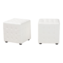 Baxton Studio Siskal White Modern Cube Ottoman (Set of 2) Baxton Studio Siskal White Modern Cube Ottoman (Set of 2), Baxton Studio Affordable Modern Furniture