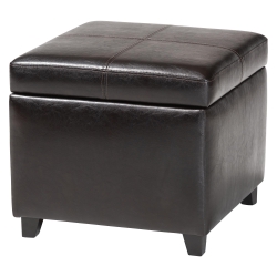 Baxton Studio Dark Brown Full Leather Storage Cube Ottoman Chicago furniture, Chicago furniture stores, furniture in Chicago, Full Leather Storage Cube Ottoman, Living Room Furniture Chicago